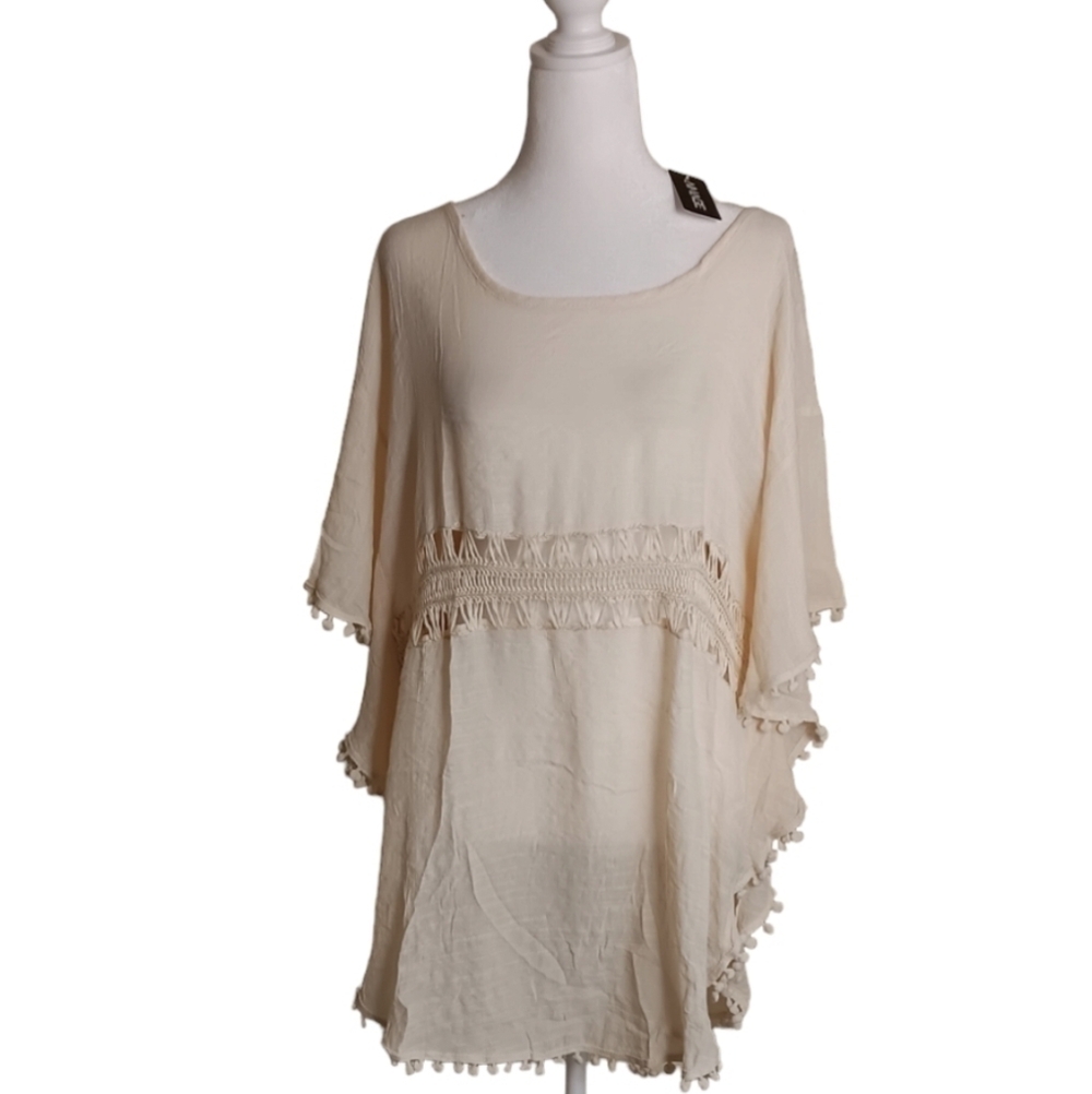 Al'mage Women's Yellow  Beach Pool  Cover Up Flowy Crochet Pom-poms.…